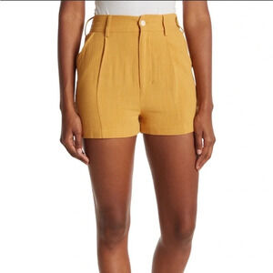 NWT Walter Baker Linen Blend High Waist Short Mustard Yellow XL